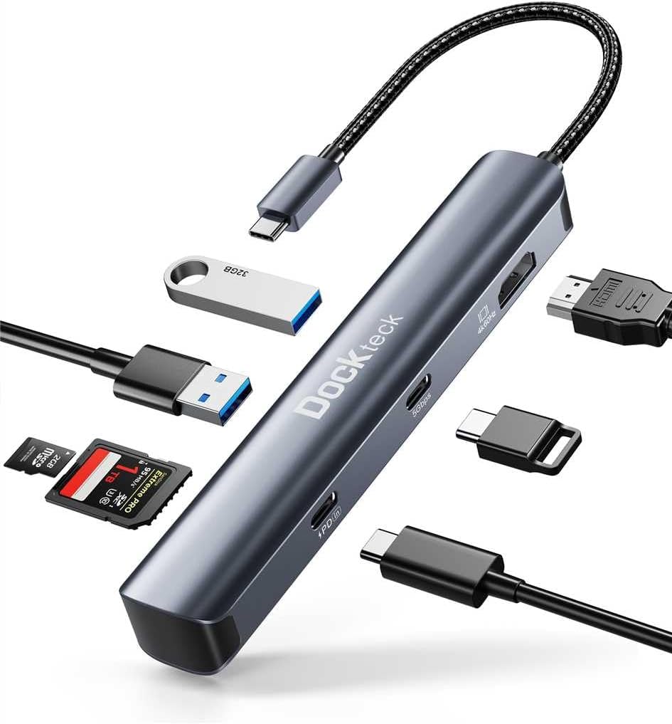 dockteck USB C Hub Multiport Adapter, 7 in 1 USB C Dongle
