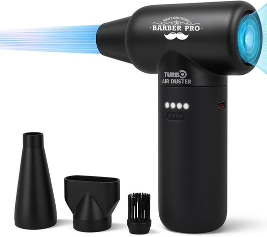 Compressed Air Duster - Electric Duster for Hair Barber, 3 Gear Mini Portable Jet Dry Air Blower, for PC, Office,Salon, Fan, Laptop, Keyboard, Car -Black