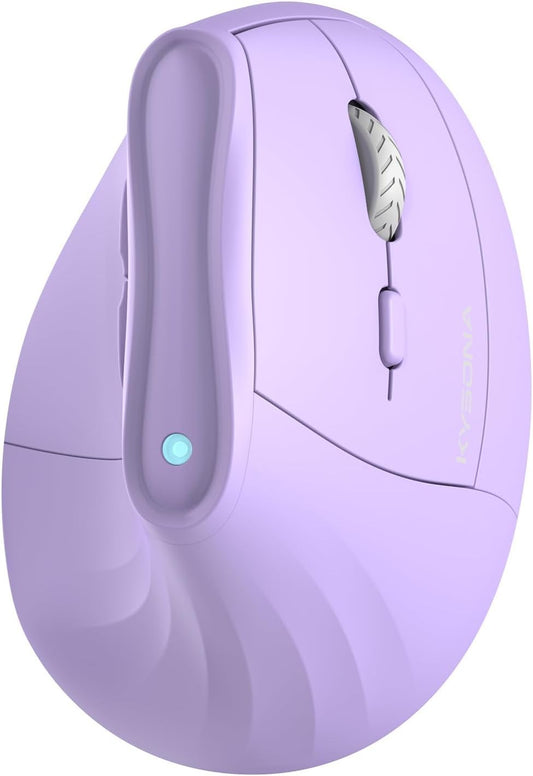 KYSONA Ergonomic Mouse Wireless, Bluetooth Vertical Mouse, 5-Level Adjustable DPI, 2.4G Silent Switch Mice for Windows, MacOS, IPadOS, Laptop, PC, Purple
