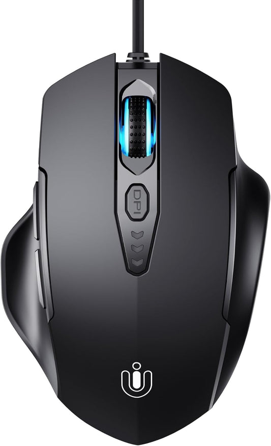 Uineer Wired Mouse, USB-A Computer Mouse with 6 Buttons,Adjustable | Plug-and-play USB-A wired connection with 6 programmable buttons, 7200 DPI and a 1.5 m cable.