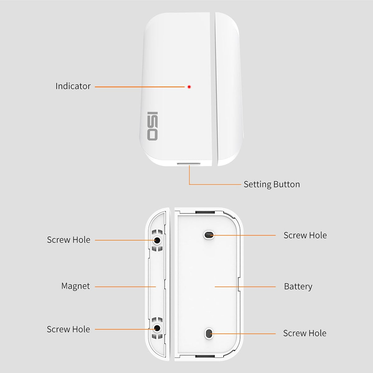 OSI Wireless Contact Sensors (Gen 2) White, Accessory for OSI Smart Alarm System (Gen 2), Wi-Fi Wireless Door & Window Sensor, with 3M Adhesive, use on Windows, Doors, Patio Door etc.