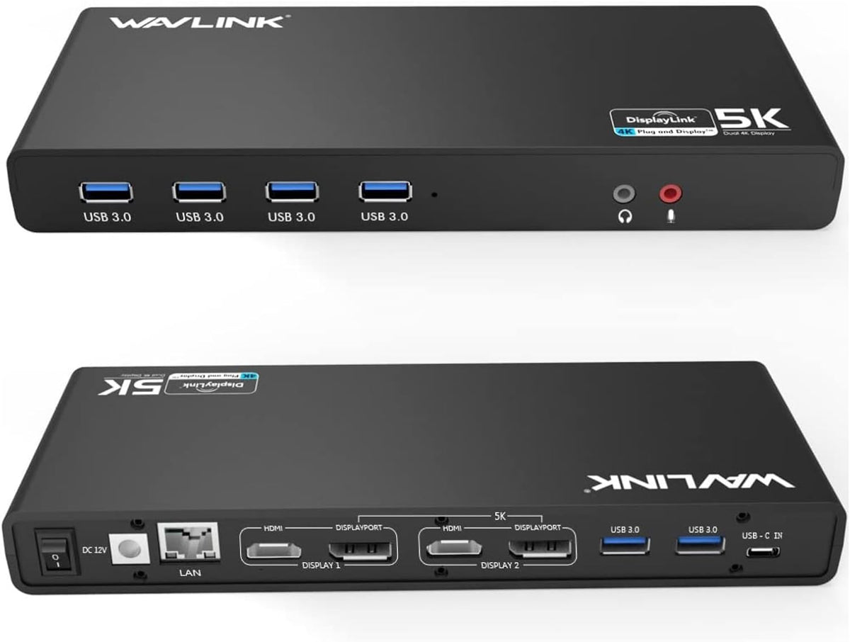 WAVLINK Displaylink Docking Station Dual 4K@60Hz Monitor for Mac, Windows
