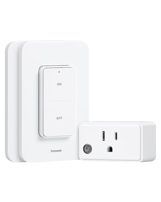 Remote Control Outlet Wireless Wall Switch, 200FT RF Range, Mini Electrical Outlet Plug, 15A/1875W High-Power for Lamps, Lights, Household Appliances, ETL Listed (2 Switches and 1 Outlet)