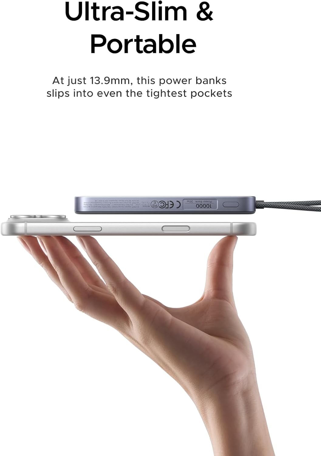 UGREEN Magflow Air 10000mAh Qi2 15W Wireless Power Bank Built-in Cable | Built-in USB-C cable, 30W PD, Qi2 15W wireless. MagSafe compatible. Ultra-slim for iPhone 17/16/15/14 Pro Max