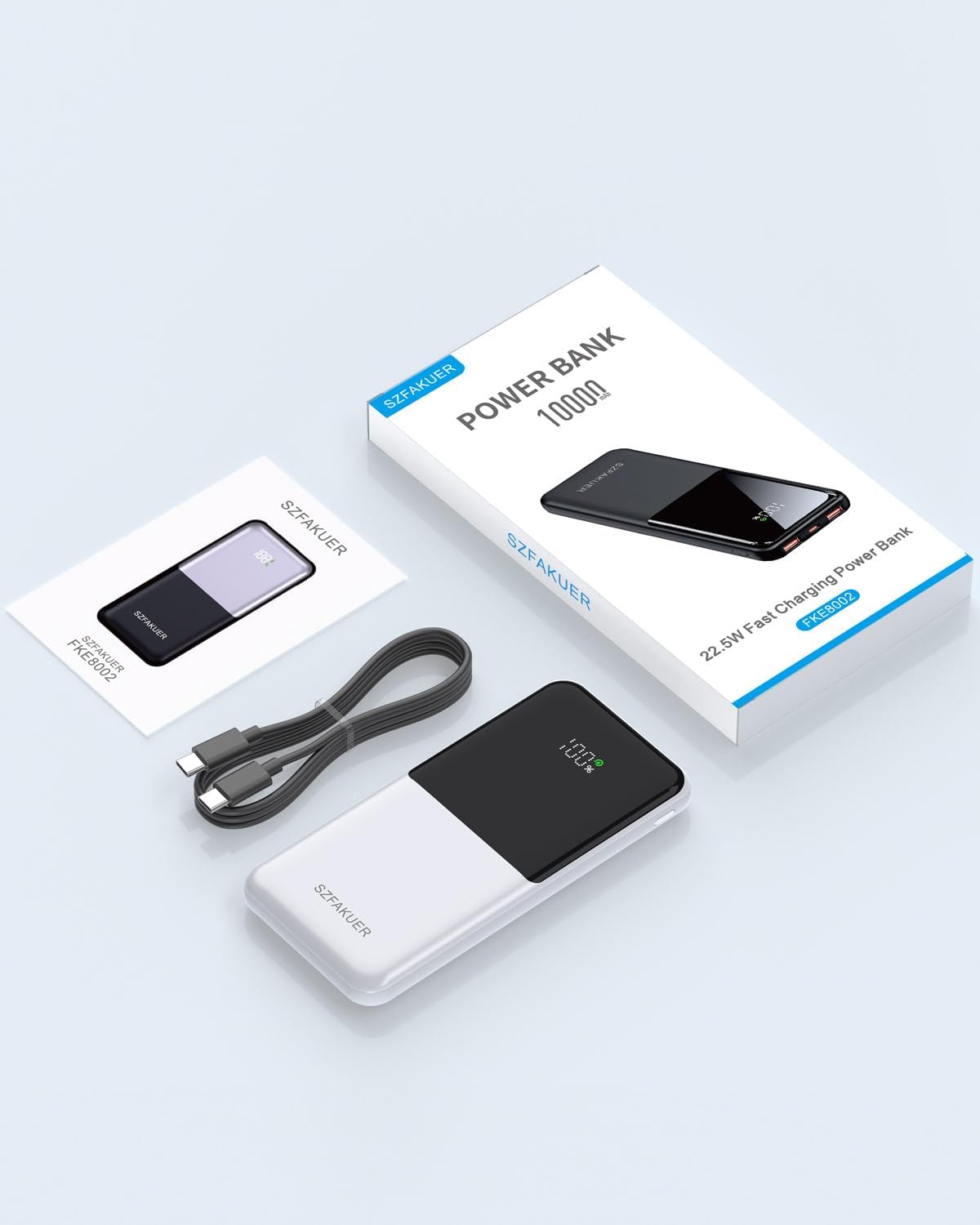 Portable Charger,Slim 10000mAh Power Bank,22.5W USB-C Fast Charging Battery Pack Compatible with iPhone 17/16/15/14/13/12 Pro Samsung Galaxy, iPad, AirPods, Android Tablets (White)