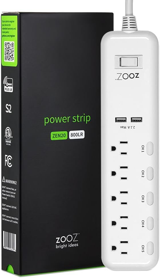 Zooz Z-Wave Plus Power Switch ZEN15 for 110V AC Units, Sump Pumps, Humidifiers, and More