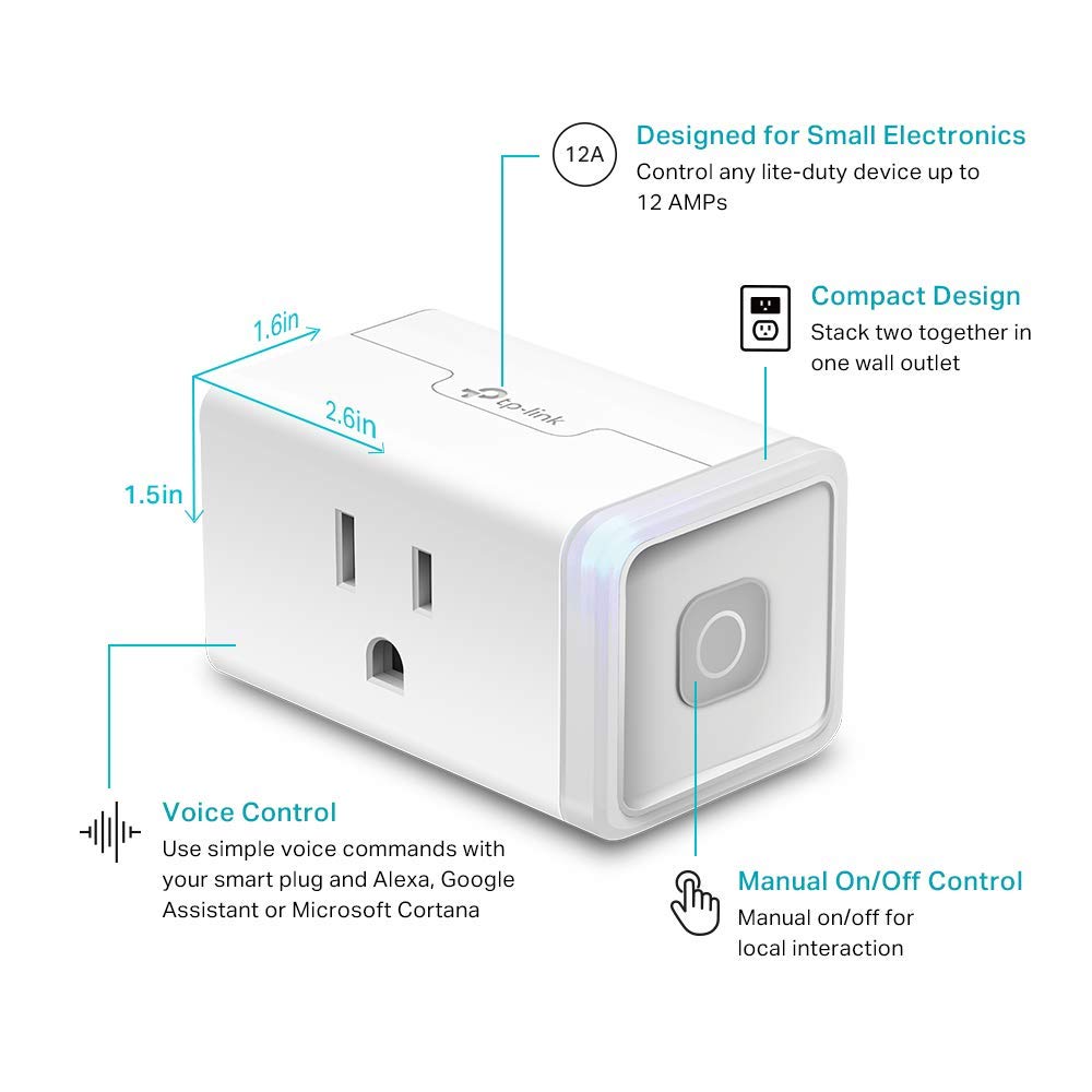 Kasa Smart Plug HS103P4, Wi-Fi Outlet Works with Alexa, Echo, Google Home & IFTTT, No Hub Required, Remote Control, 15 Amp, UL Certified, 4-Pack, White | Works with Echo, Google Home, No Hub Required, 15 Amp, UL Certified, Remote Control