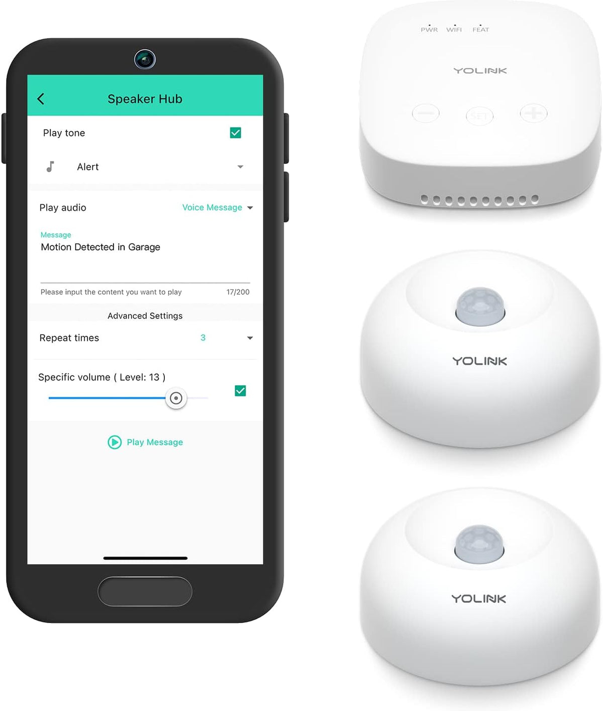 YoLink Indoor Motion Sensor RT, 2-Pack, Radar Tech, Long Range, 2-Year Battery Life, Adjustable Sensitivity, Real-Time Alerts, Alarm Suppression, Alert Hold, No-Motion Detection, SpeakerHub Included
