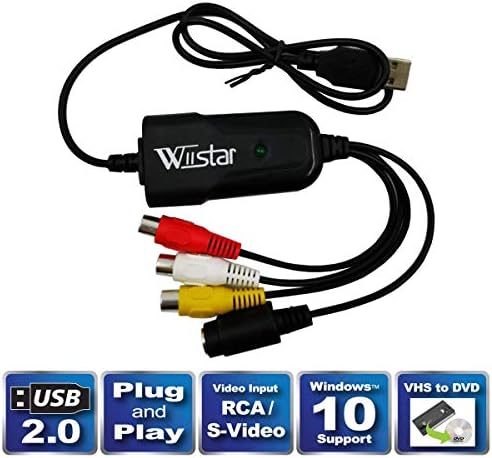 Wiistar USB 2.0 Video Capture Card Device Adapter VHS to Digital Converter | Support Windows 10/8/7/XP Capture Video Driver Free Easycap