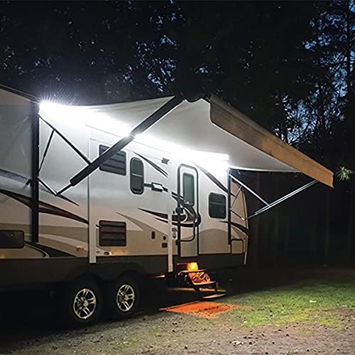 RV Awning Lights, 12V 16.4FT White Camping Awning Lights | Motorhome Travel Trailer Food Trucks Van Waterproof Canopy Led Strip Lighting, RV Exterior Underglow Light