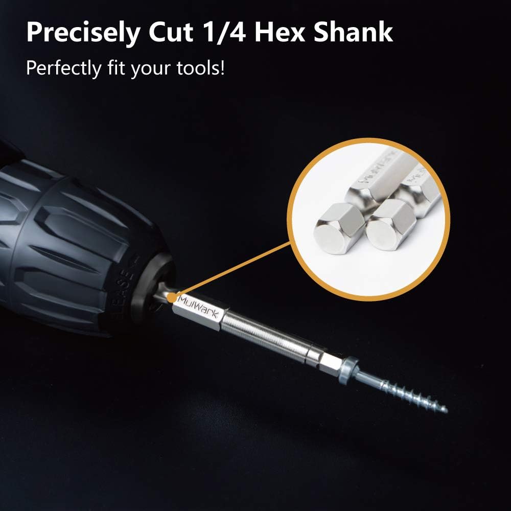 MulWark Hex Head Allen Wrench Drill Bit Set 20PC (10pc Metric & 10pc SAE), 2.3" Long 1/4" Diameter Quick Release Shank Magnetic Screwdriver Bit Set for Assembling Furniture