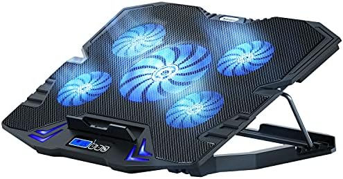 TopMate C5 12-15.6 inch Gaming Laptop Cooler Cooling Pad | 5 Quiet Fans and LCD Screen | 2500RPM Strong Wind Designed for Gamers and Office