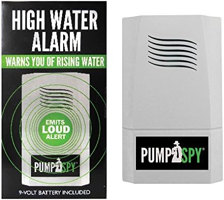 PumpSpy Battery Operated High Water Alarm - 100dB Water Leak Detector with 6-Foot Sensor Extension & 9V Battery Included - Ideal for Sump Pumps, Water Heaters, and Laundry Rooms