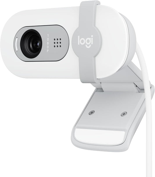 Logitech Brio 100 Full HD 1080p Webcam for Meetings and Streaming, Auto-Light Balance, Built-in Mic, Privacy Shutter, USB-A, for Microsoft Teams, Google Meet, Zoom and More - Off White (Renewed)