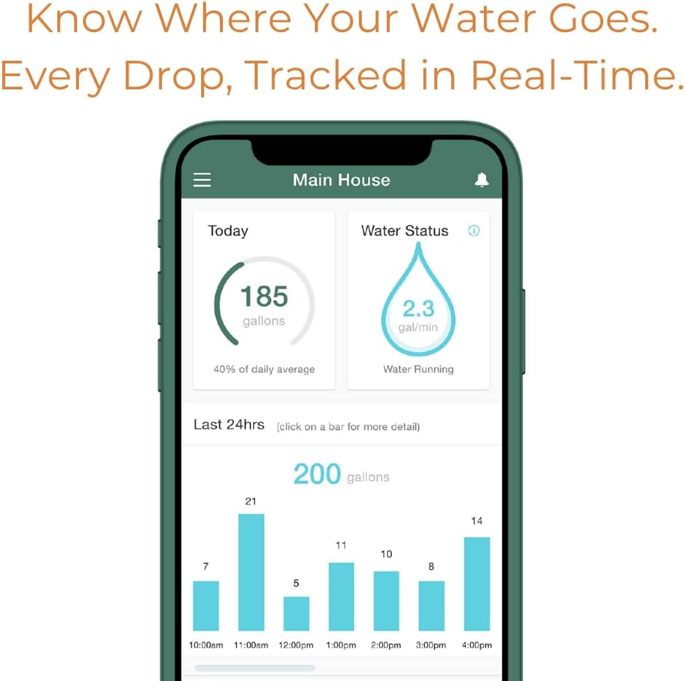 Flume F2X Smart Home Water Monitor and Leak Detector (Newest Model) – Real-Time Water Usage Tracking, Indoor/Outdoor Leak Alerts, Irrigation & Sprinkler Monitoring, Easy No-Plumbing Installation
