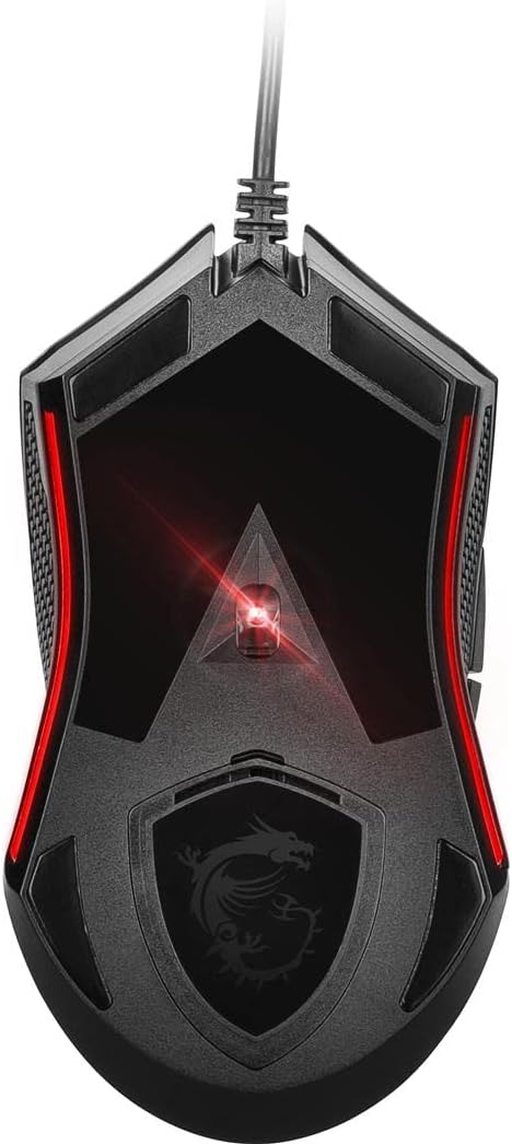 msi Clutch GM08 Gaming Mouse, 4200 DPI, Optical Sensor, 3 Adjustable Weights, Red LED Lighting, Symmetrical Design