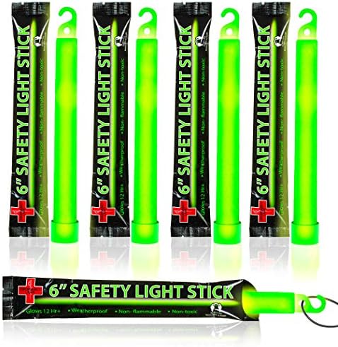 25 Ultra Bright Green Glow Sticks - Individual Packed With Lanyard - For Camping, Emergency Survival - Glow Lights for Blackouts, Hurricane and Storms- 6 Inch Chem Light Sticks with 12 Hour Duration