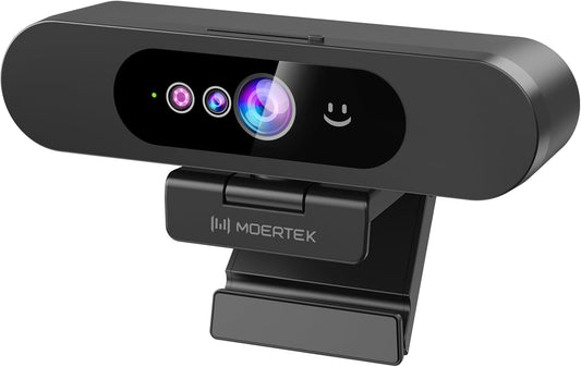 1080P Webcam with Window Hello, Noise-reducing Mic, Plug & Play, 90° Wide Angle, Built-in Privacy Cover, 360° Rotation & 90° Tilt, Perfect for Zoom, Google Meet, Microsoft Teams