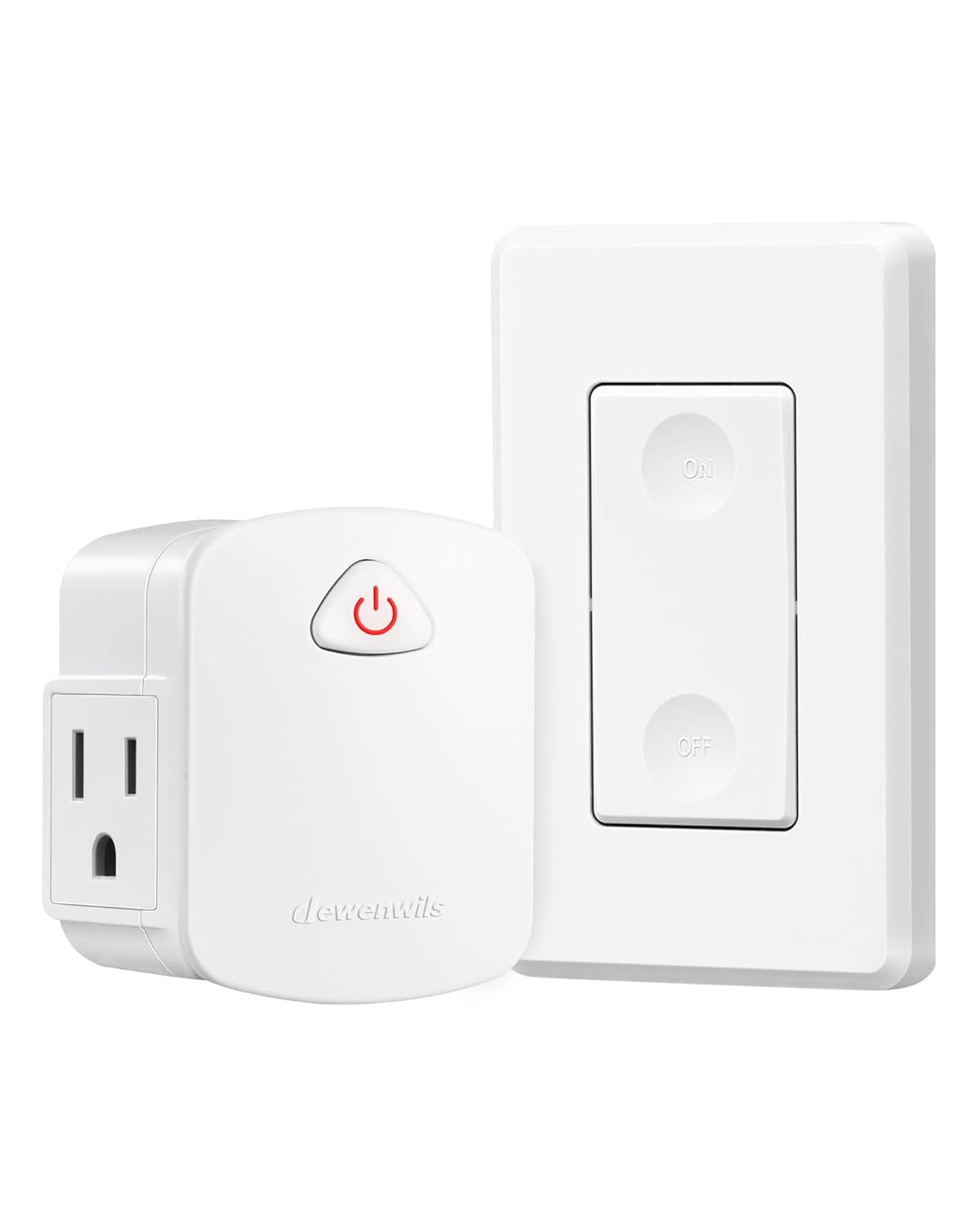 DEWENWILS Remote Switch Outlet with Side Outlet, 15A/1875W, ETL Listed | 100FT Range, 15A/1875W/125V/60Hz, No Wiring Needed, Programmable Wireless Light Switch for Lamps, Fans, Household Appliance