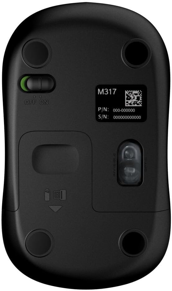 Logitech M317 Compact Ambidextrous 2.4 GHz Wireless Mouse - Blue | Ambidextrous with 2.4 GHz USB-A Nano Receiver, 1000 dpi optical tracking, 12-months battery life, PC, Mac, laptop compatible