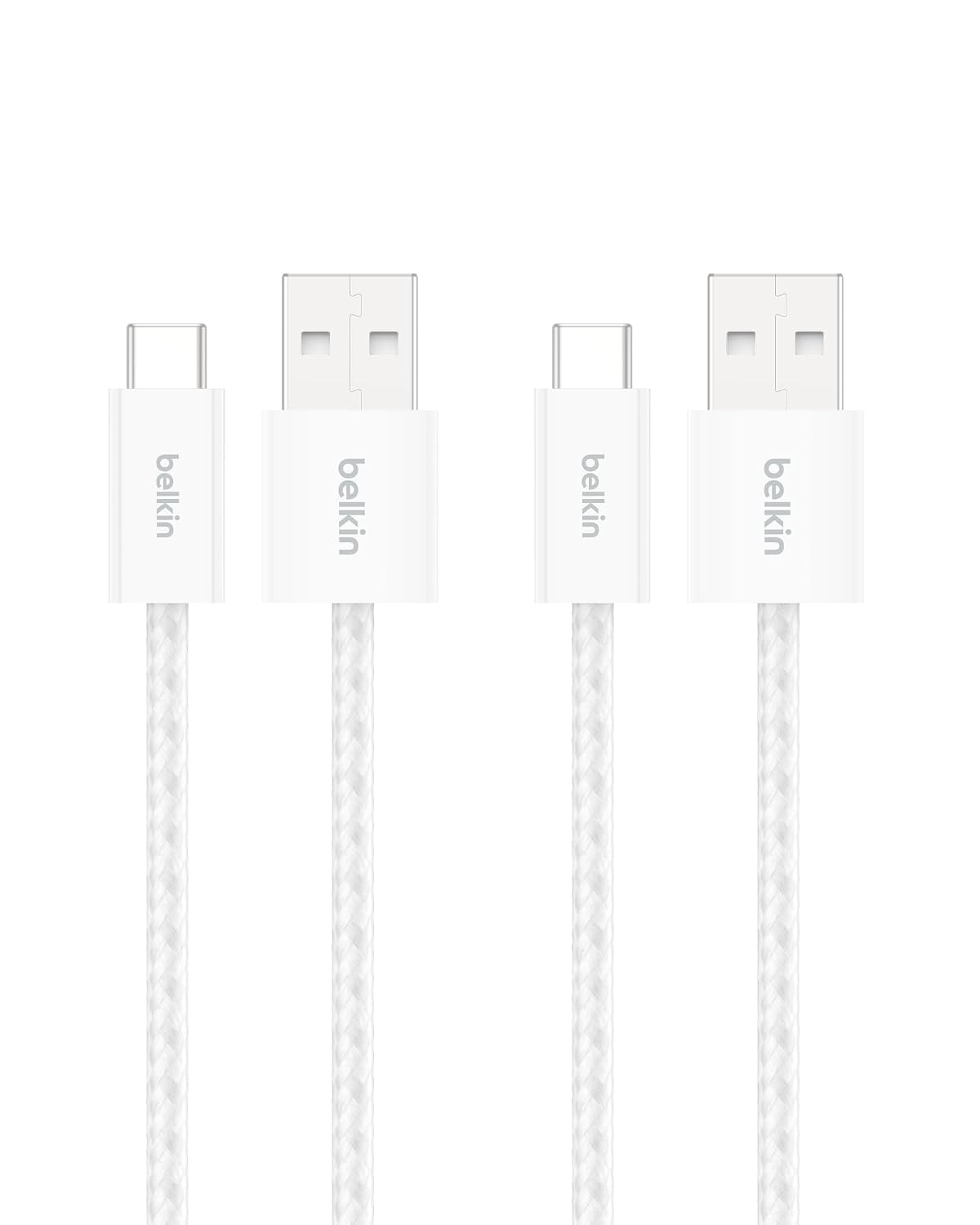 Belkin USB A to USB C 15W Braided Cable 2 Pack, 3.3ft iPhone Charger Cord | iPhone 15/16/17, Samsung Galaxy S26, Pixel 10, Airpods, iPad, Nintendo Switch 2, Steam Deck, Travel, Carplay, Car Charger