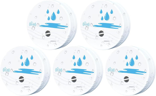 5 Pack Water Leak Detectors for Home | Water Sensor Alarm Leak Detector, 100dB, Waterproof, Kitchens, Bathrooms, Laundries, Sinks, Basements, Battery Included