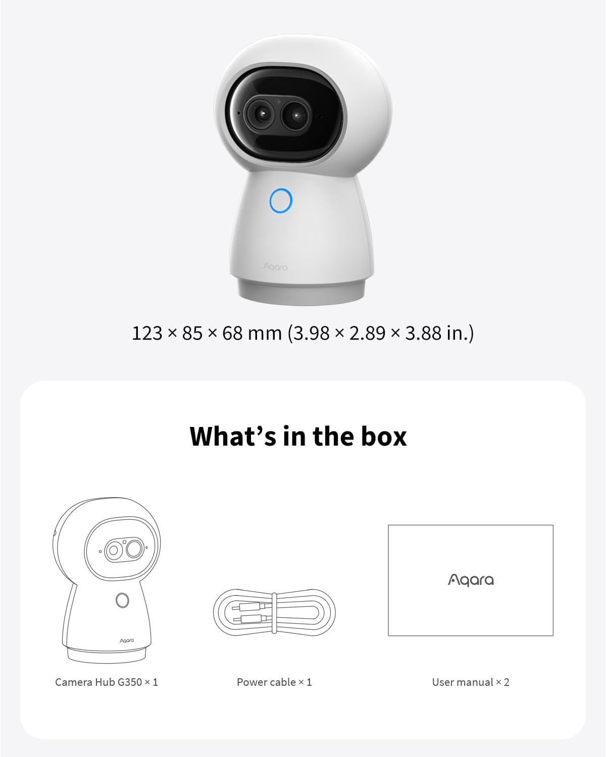 Aqara Indoor Security Camera G350, 4K UHD Dual-Lens Matter Camera Hub | 9X Zoom, 360° Pan & Tilt, AI Auto-Tracking, Face/Gesture Recognition, Works with Apple HomeKit, Alexa,Google Home,SmartThings