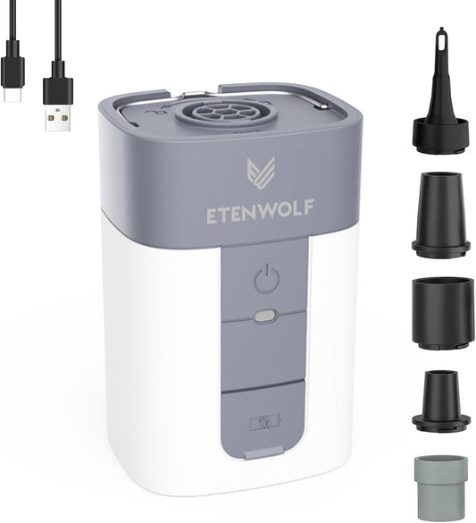 ETENWOLF AIR 5 Air Pump for Inflatables, 5200mAh Portable Electric Air Pump | 4X Quick Inflator Deflator, 4.5 kPa & 720 L/min Pump for Pool Floats, Air Mattress, Vacuum Storage Bags, Camping