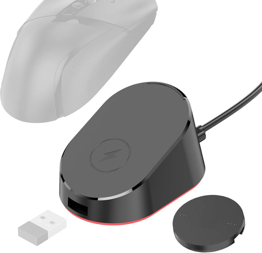 Compact Magnetic Computer Mouse Charging Dock R3 for Razer Basilisk V3 Pro, Cobra Pr, Naga V2 Pro, Auto Shut-Off, Switch LED Charge Status, Anti-Slip Base, 6.6ft Cable