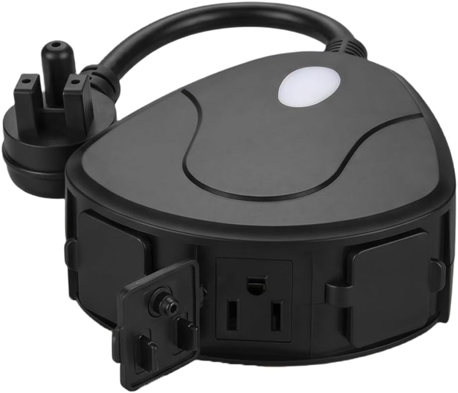 Outdoor Smart Plug 3 Outlets WiFi Power Strip, 15A 1875W Weatherproof Surge Protector with Timer Countdown, Compatible with Alexa Google Home, 2.4GHz