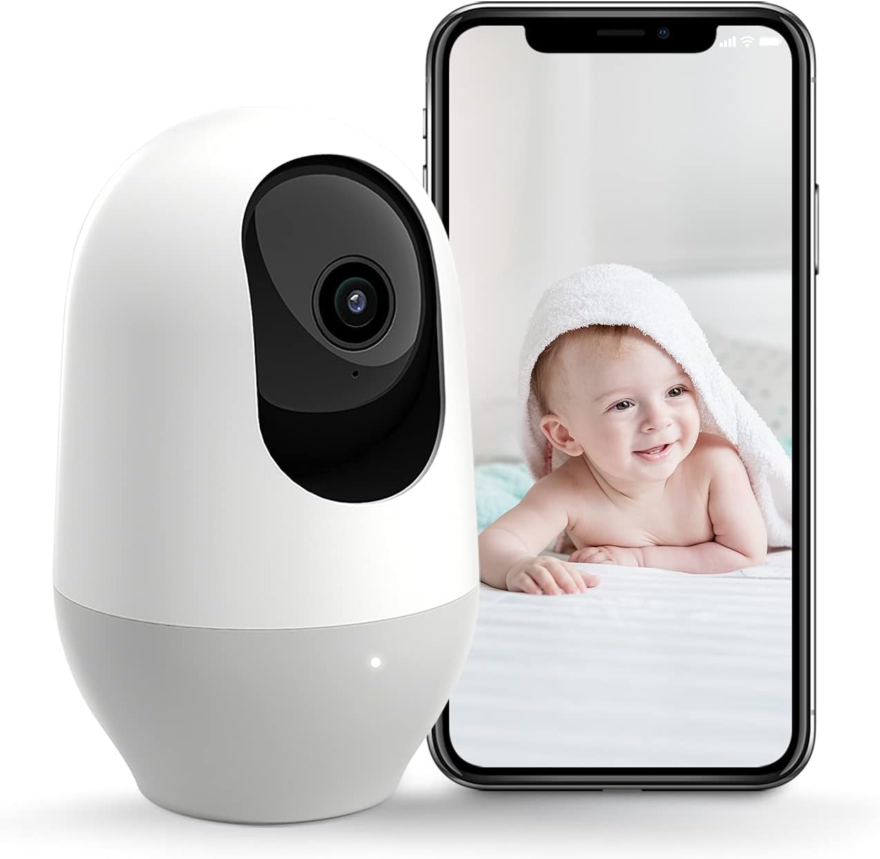 nooie Baby Monitor, WiFi Pet Camera Indoor, 360-degree Wireless IP Camera, 2K Home Security Camera, Motion Tracking, Super IR Night Vision, Works with Alexa, Two-Way Audio, Motion & Sound Detection