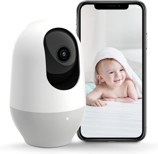 nooie Baby Monitor, WiFi Pet Camera Indoor, 360-degree Wireless IP Camera, 2K Home Security Camera, Motion Tracking, Super IR Night Vision, Works with Alexa, Two-Way Audio, Motion & Sound Detection
