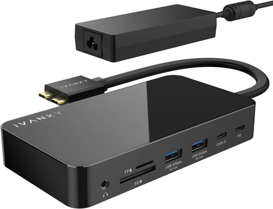iVANKY 12-in-2 FusionDock 1 for M5 MacBook Pro Docking Station Dual 4K@120Hz Monitor for M5/M4/M3/M2/M1 Pro/Max MacBook Neo,150W AC, SD/TF, USB, RJ45, 5Gbps Plug and Play (Incompatible with Windows)