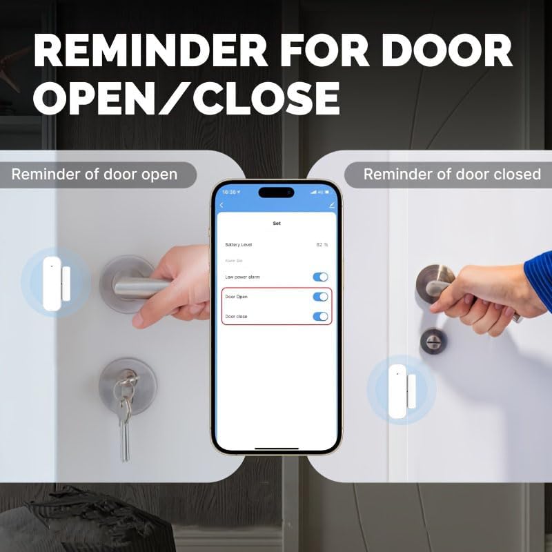 Loopo WiFi Door Window Sensor, Smart Contact Sensor with App Alerts, Compatible with Alexa & Google Assistant, Tuya Smart Life App Door Open Detector, 2.4GHz WiFi Only, No Hub Required, , 2 Pack