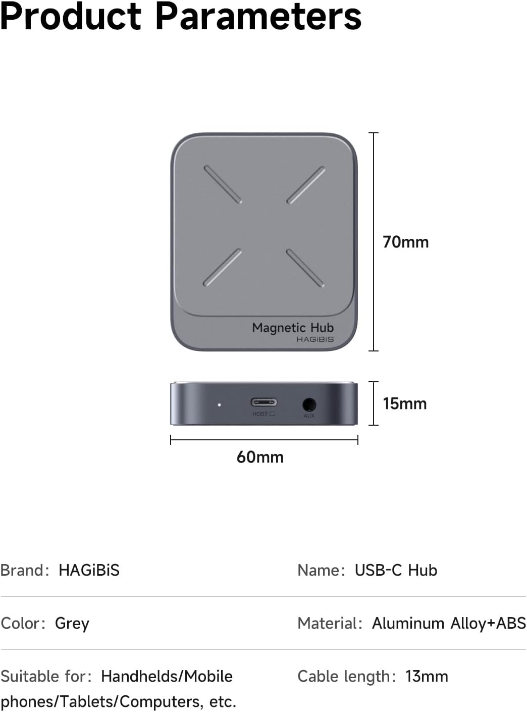 Hagibis Magnetic USB C Hub with Magsafe for iPhone 17 16 15 Pro Max, 6 in 1 Type-C Docking Station SD4.0 Micro SD4.0 Card Solt 100W PD 10Gbps USB-C AUX for MacBook Pro Air, iPad Pro (TC100S)