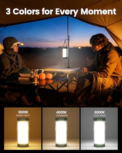 Glocusent 106 LED Camping Lights, 5000mAh Rechargeable Lantern for Outages | 5 Brightness 3 Modes & SOS, Lasts 80hrs, IP68 Waterproof, Max 1200LM, 5000mAh Lanterns, Hiking, Emergency Camping Essentials