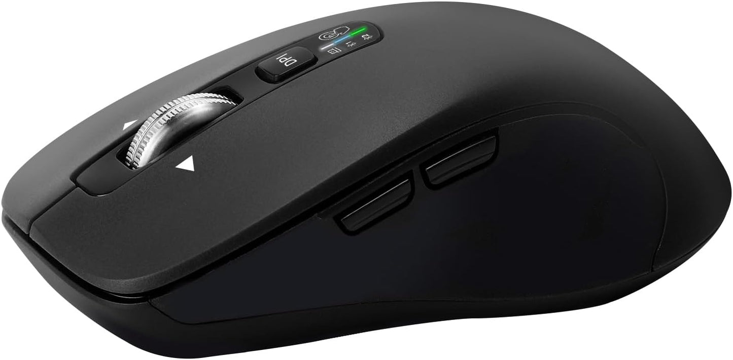 CITLLA Wireless Bluetooth Mouse (USB + BT1 + BT2), Full Size, 4-Way Scrolling, Multi-Device Silent Mouse for Computer, Laptop, iPad, MacBook (Black)
