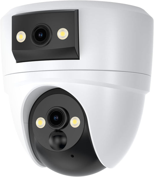 VSTARCAM 2K Dual Lens Security Camera Indoor, Free Cloud & SD Storage, No-Drill Ceiling Mount, 360° PTZ & Wide Angle, WiFi 6 2.4/5G, Color Night Vision, Motion Alerts, 6-Month Battery, 2-Way Talk