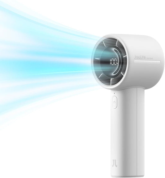 JISULIFE Handheld Turbo Fan Life10S, 28H Max Runtime, Strong Wind, Gray | For Travel, Beach & Concerts, Ultra-Quiet, 5000mAh Rechargeable Portable Fan, Powerful Cool Airflow, Gift for Women & Men