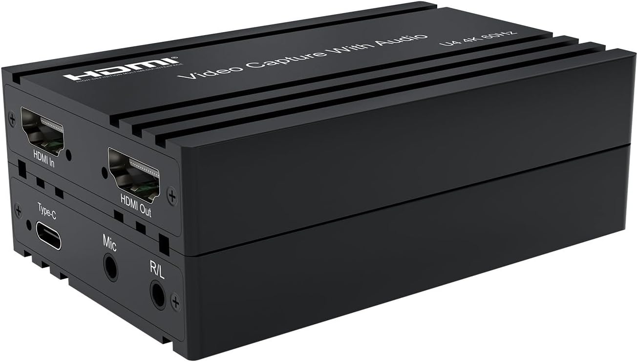 4K@60Hz HDMI Video Capture Card with Audio Mixing - HDCP 2.2/HDR10 Support, USB-C Plug & Play, UVC/UAC Compliance for Streaming, Gaming & Recording (Windows/MacOS)