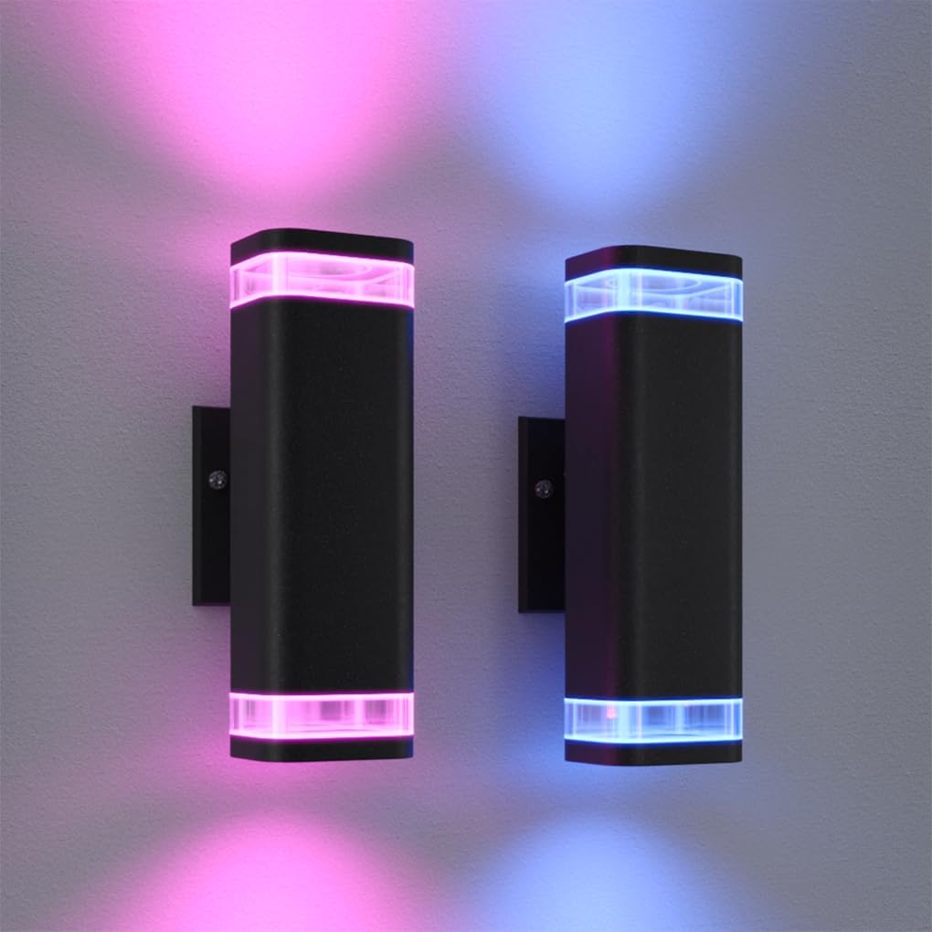 rosykite Smart RGB Outdoor Wall Lights, Bronze Cylinder, WiFi, 2 Pack