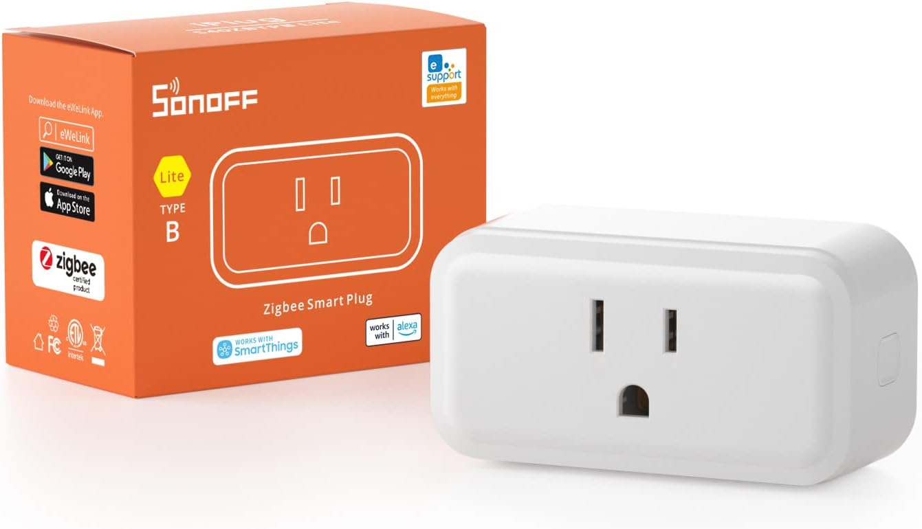SONOFF Zigbee Smart Plug with ETL Certified, S40 Lite 15A Outlet, Zigbee Repeater, Works with SmartThings and Amazon Echo Plus, Hub Needed for Amazon Alexa