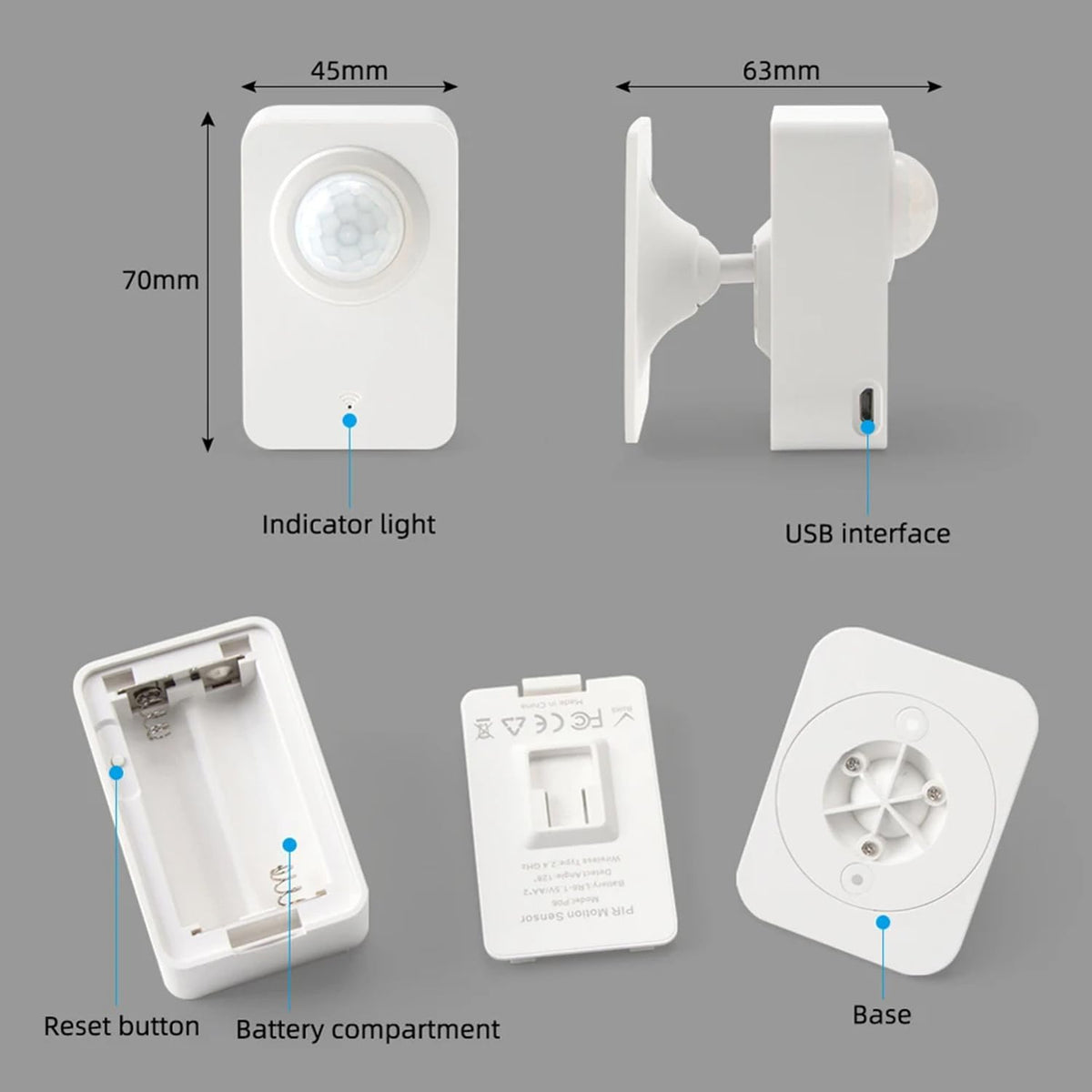 SENCKIT Smart Wi-Fi Motion Sensor: Wireless PIR Motion Detector with App Notification Alert and Large Area Detection, Battery or USB Powered, Contact Sensor for Home Security & Smart Home Automation