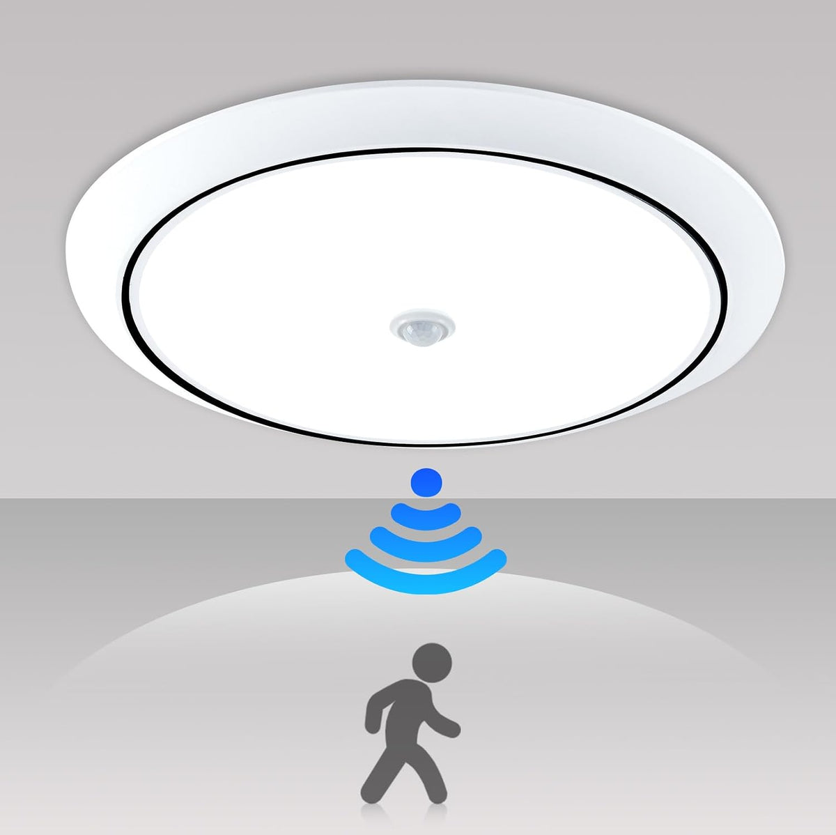 Motion Sensor Ceiling Light Wired, 12 Inch Flush Mount Ceiling Light 6500K Closet Lights, 18W LED Motion Sensor Light Indoor for Stair Closet Porch Hallway Laundry