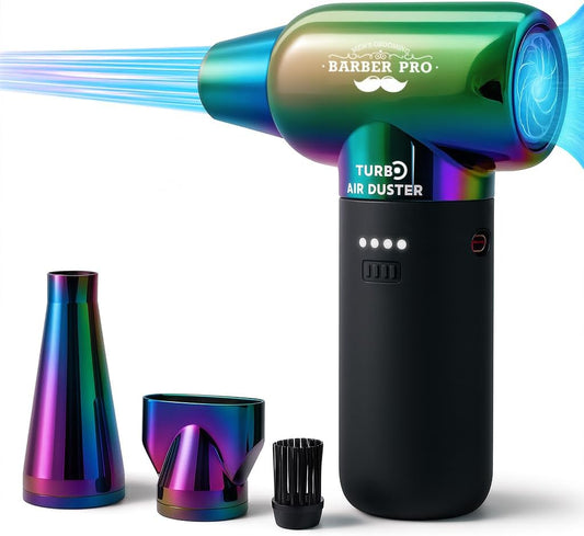 Compressed Air Duster - Electric Duster for Hair Barber, 3 Gear Mini Portable Jet Dry Air Blower, for PC, Office,Salon, Fan, Laptop, Keyboard, Car -Gradient Green