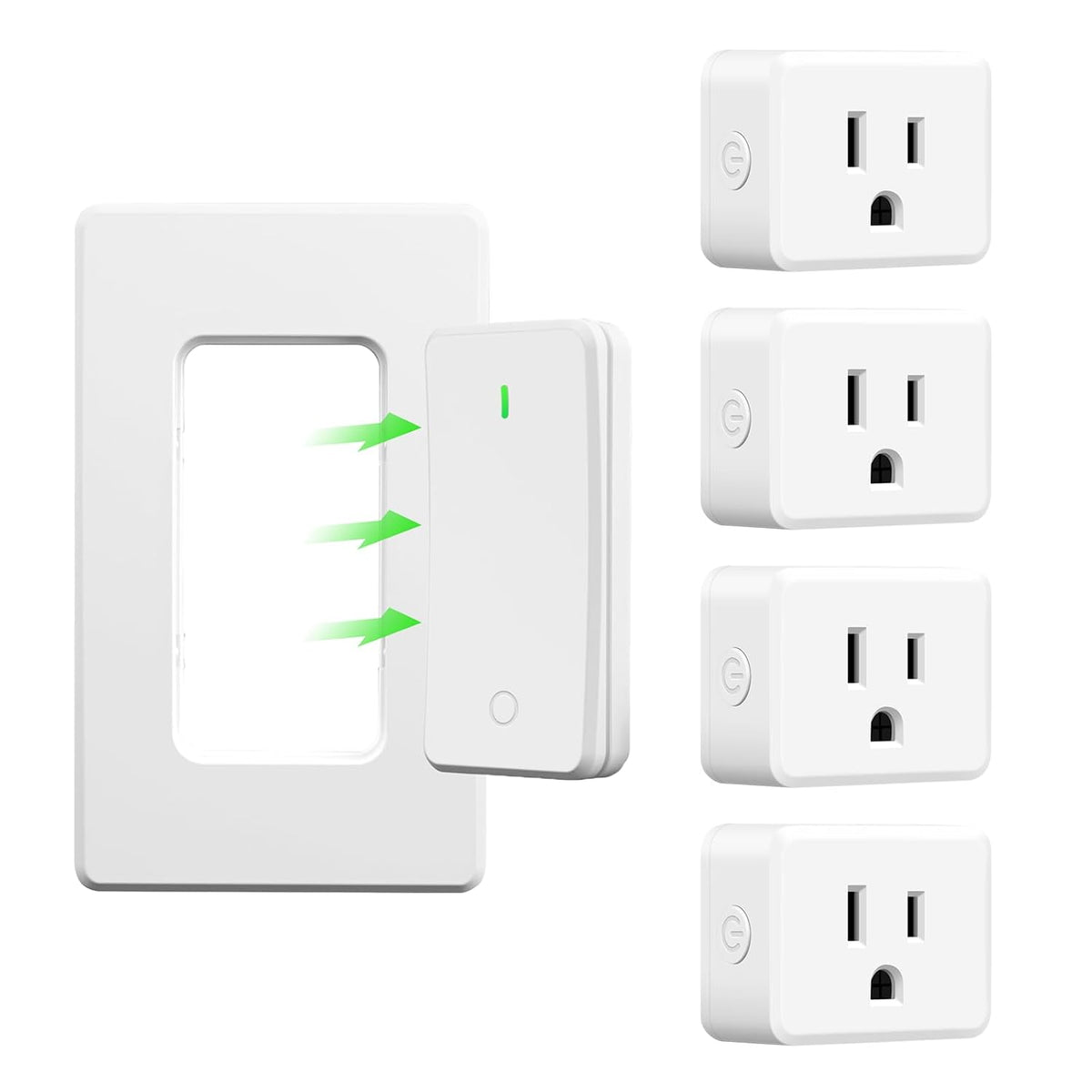 Greencycle Remote Control Outlet 4 Plugs,Detachable Wireless Light Switch