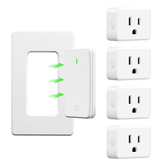 Greencycle Remote Control Outlet 4 Plugs,Detachable Wireless Light Switch