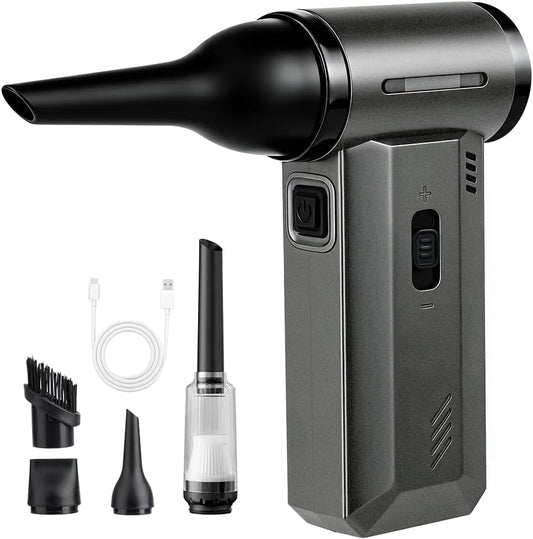 ODISTAR Compressed Air Duster - 130000 RPM Super Power Electric Air Duster, Rechargeable Cordless Air Blower with Stepless Speed Adjustable for Computer, Keyboard, Car, Home, Office