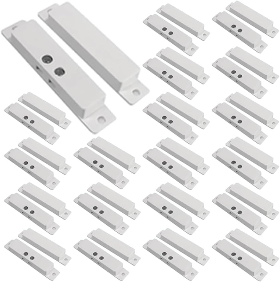 20 Sets NC Magnetic Contacts Window Door Sensor Surface-Mounted Reed Switch Alarm with Double Side Tape