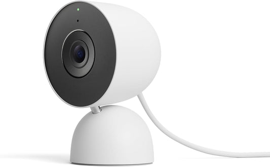 Google Nest Cam Indoor (Wired, 3rd Gen) - Security Camera - 2025 - Snow | 2K video, motion detection, color night vision, 2-way audio, works with Google Home and Gemini, intelligent alerts